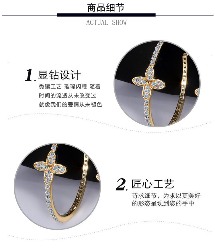 A3  S925Sterling Silver Moissanite Flower Large Hoop Earrings Elegant French Style Ear Jewelry Manufacturer Wholesale