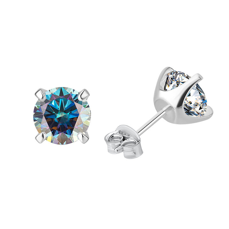 S925Sterling Silver Moissanite Four-Prong Earrings for Women, Classic Moissanite Earrings, Fashionable and Simple Earrings, Factory Wholesale