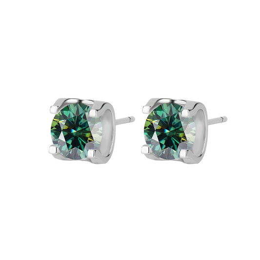 s925Genuine Moissanite Bull Head Earrings1Carat Temperament Simple Moissanite Gift Earrings Live Streaming Source