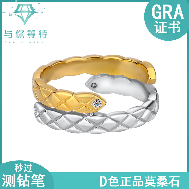 Cross-border new arrival S925Sterling Silver Cross Diamond Inlaid Moissanite Ring Double Layer with Diamonds Couple Rings Factory Wholesale