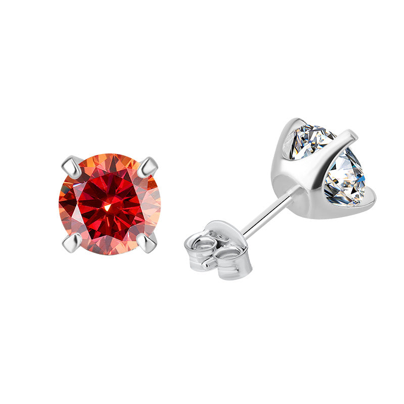 S925Sterling Silver Moissanite Four-Prong Earrings for Women, Classic Moissanite Earrings, Fashionable and Simple Earrings, Factory Wholesale