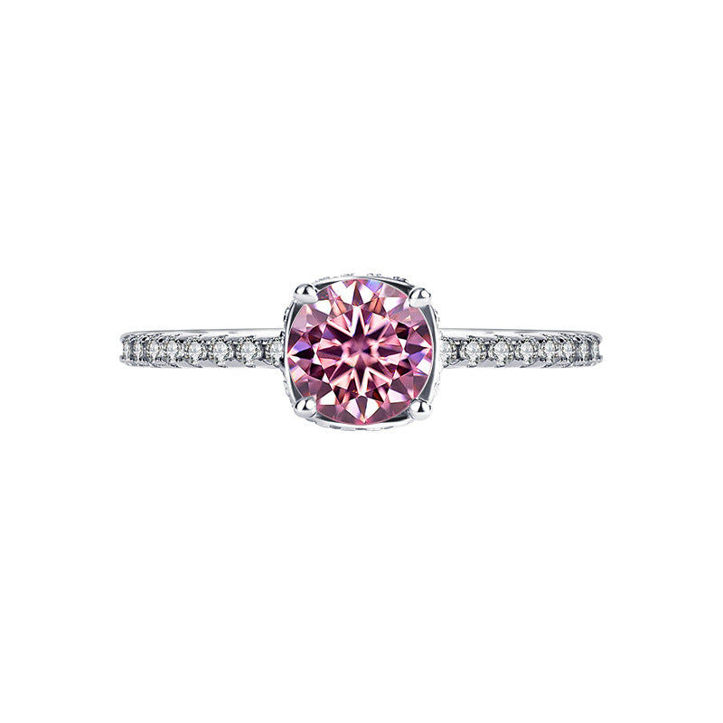 s925Sterling Silver Sunset Color Moissanite Ring for Women, TikTok Popular Fashion Wedding Ring, Live Wholesale