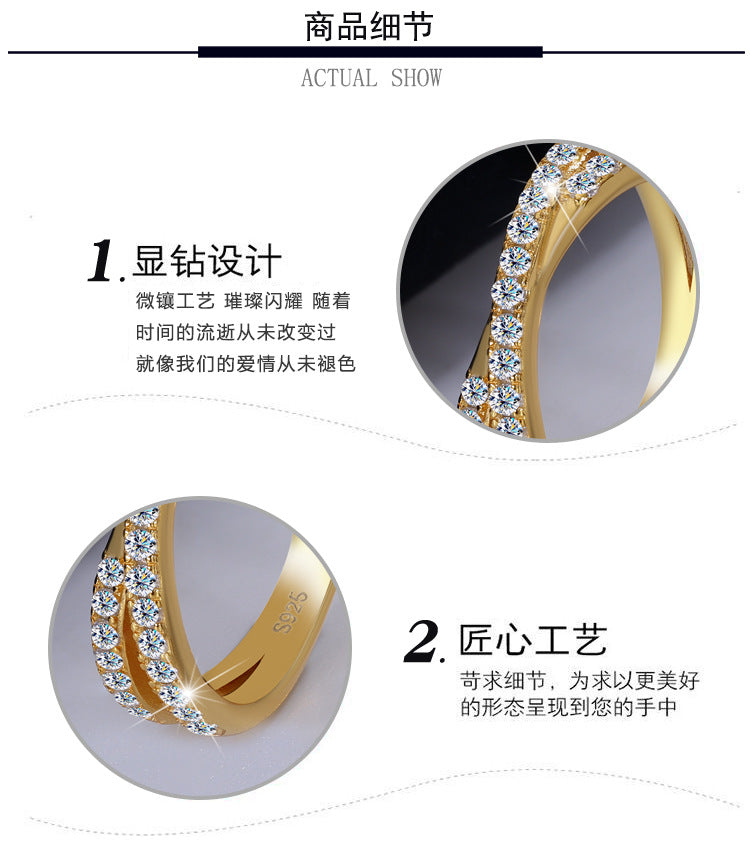 Cross-border Factory Wholesale S925Sterling Silver Cross Ring Moissanite Double Stacked Ring Simple High-end Ring Jewelry