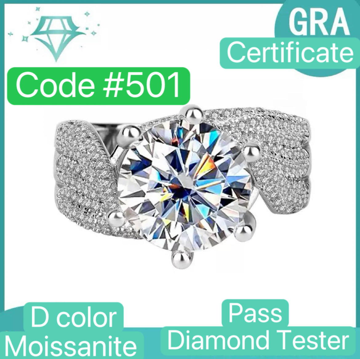 #501   925Pure Silver Genuine Moissanite Diamond Ring5Kara III Love Story Wedding Proposal Birthday Gift Ring for Girlfriend