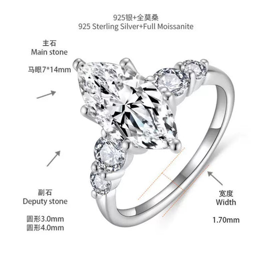 #301 S925 Moissanite 3ct mainstone+0.8ct Deputy stone