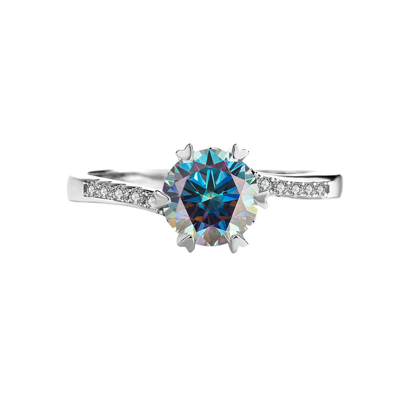 s925Sterling Silver Ring Twisted Arm Snowflake Moissanite High-end Fashion Women's Cross-border E-commerce Diamond Wholesale