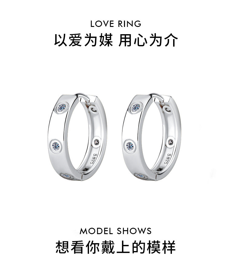 Hot Sale S925Silver Simple6Fashionable High-End Moissanite Earrings for Women Full Diamond Moissanite Ear Jewelry Factory Wholesale