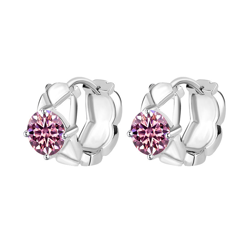 S925Sterling Silver Moissanite Diamond Pattern Small Chanel Style Earrings Fashion High-end Moissanite Diamond Jewelry Four-prong Stud Earrings Wholesale