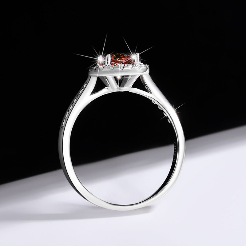 S925Sterling Silver Colorful Moissanite Ring for Women Princess Cut Baguette Sterling Silver Diamond Imitation Proposal Engagement Wedding Diamond Ring