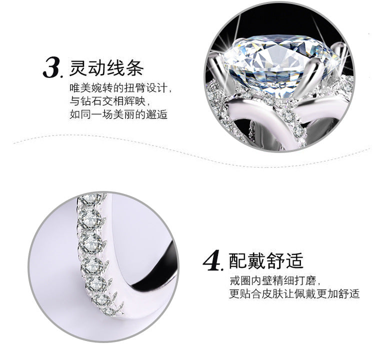 Sterling Silver S925【Bloom】Rose Flower Moissanite Diamond Ring Female Hand Holding Flower Real Diamond Ring Wedding Proposal Girlfriend