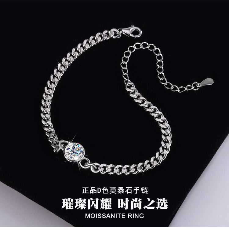 Exclusive for cross-border S925Sterling Silver Moissanite Bubble Bracelet Moissanite Light Luxury Fashion Simple Chain Factory Wholesale