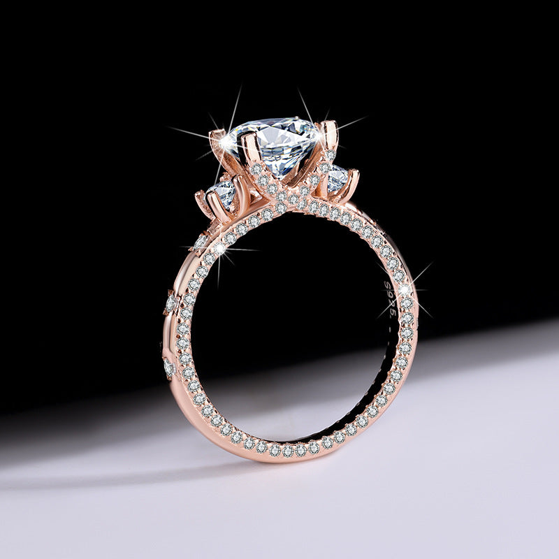 Popular S925Sterling Silver Sparkling Moissanite Diamond Ring Two Carat Birthday Gift Proposal Ring Live Streaming Source Dropshipping