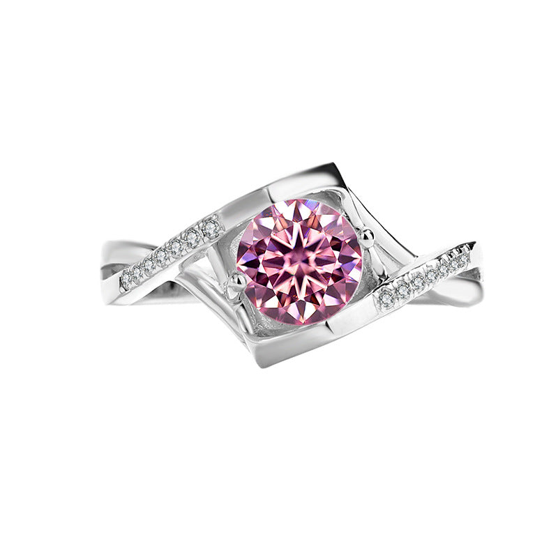 s925Sterling Silver Ring Moissanite Women's Ring Twist Arm Micro Inlay Angel's Kiss Proposal Factory Wholesale Moissanite