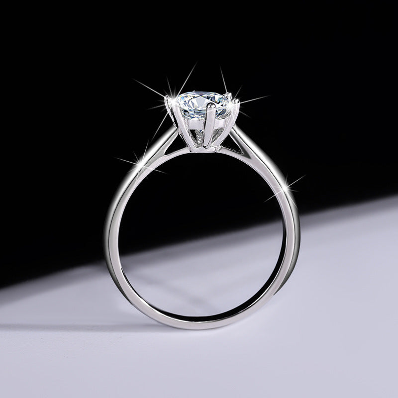 S925Sterling Silver Moissanite Classic Six-Prong Three-Piece Set Women's Ring Necklace Women's Earrings TikTok Live Factory Wholesale
