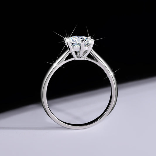 S925Sterling Silver Moissanite Classic Six-Prong Three-Piece Set Women's Ring Necklace Women's Earrings TikTok Live Factory Wholesale