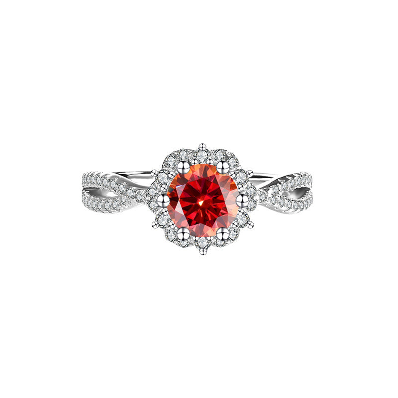 Cross-Border S925Sterling Silver Princess Elsa One Carat D Moissanite Diamond Ring for Women, Internet Celebrity Versatile Jewelry Wholesale