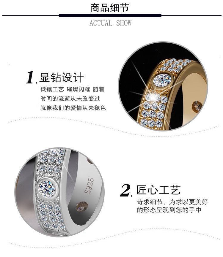 Exclusive for cross-border S925Pure Silver Moissanite Ring for Women Full Diamond Row Ring Full Moissanite High-end Exquisite Women's Ring Wholesale
