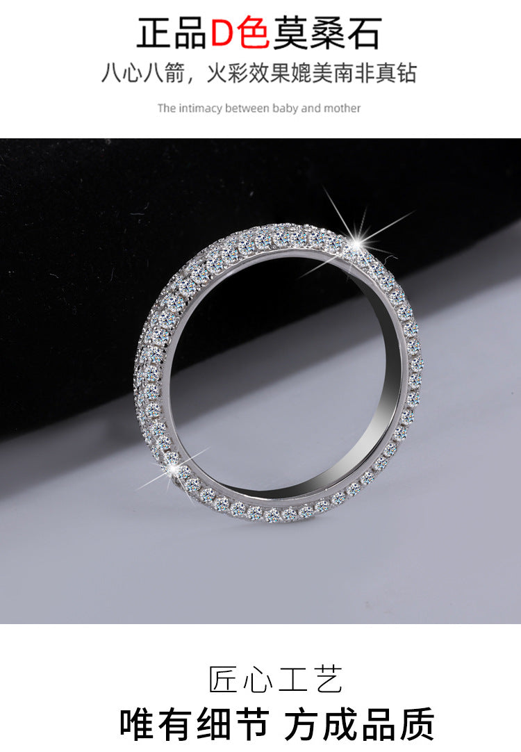 Cross-border hot sale S925Sterling Silver Moissanite Full Diamond Ring Fashionable Elegant Women's Ring Non-Fading Factory Wholesale