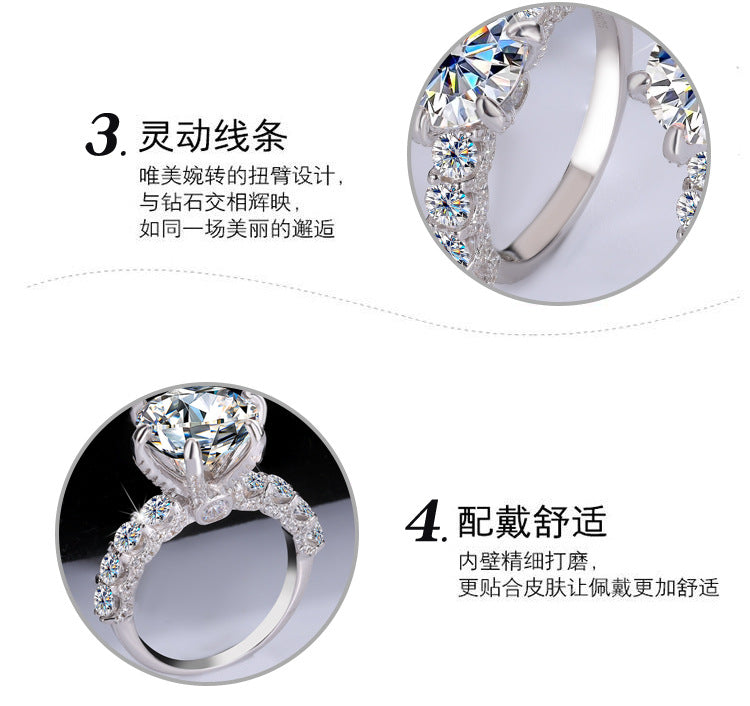 S925Silver Luxury Inlaid Moissanite White Moonlight Ring Light Luxury Exquisite Fashion High-end Goddess Style Women's Ring Factory Wholesale