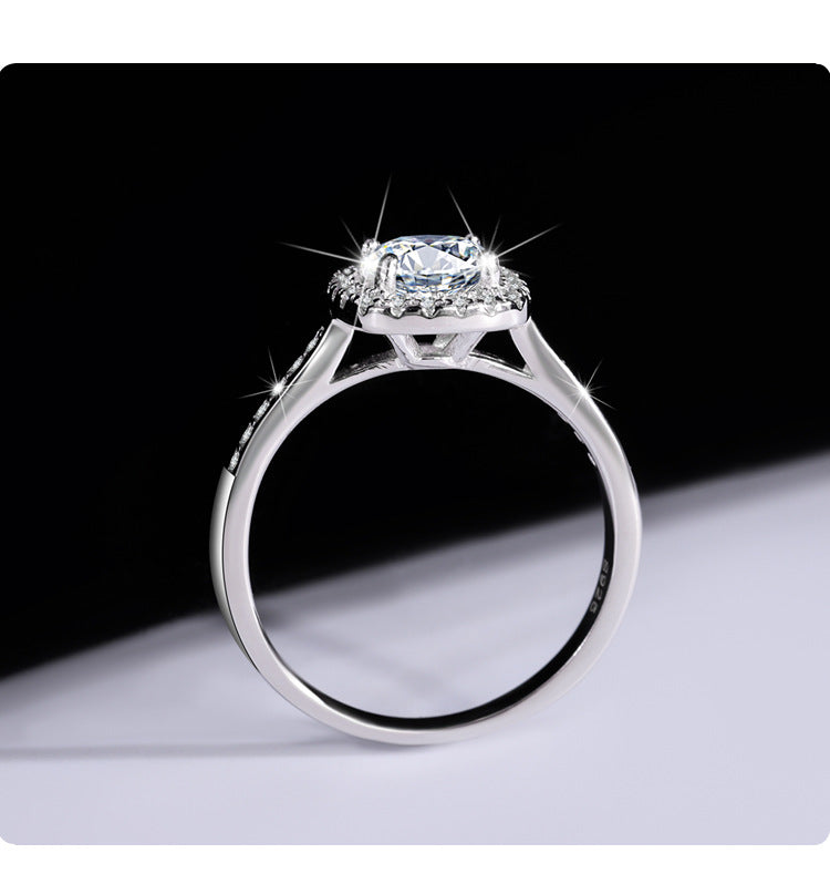 S925Sterling Silver Moissanite Ring for Women Princess Cut Square Bag Sterling Silver White Gold Diamond Imitation Proposal Engagement Wedding Diamond Ring