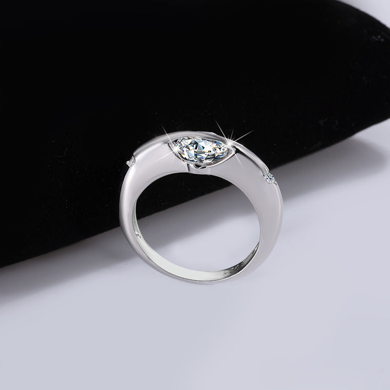 Cross-border hot selling S925Sterling Silver Moissanite Sparkling Planet Surrounding Rotating High-end Women's Ring Factory Wholesale