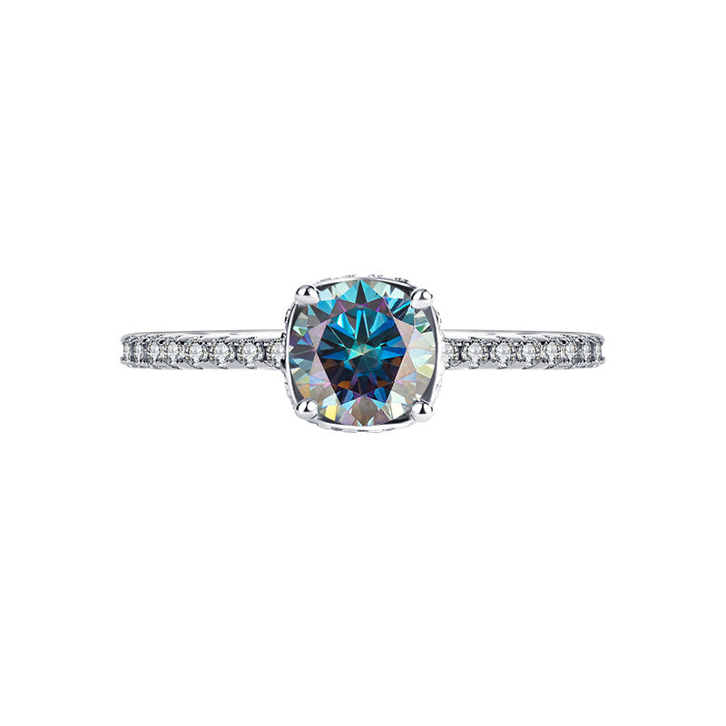 s925Sterling Silver Sunset Color Moissanite Ring for Women, TikTok Popular Fashion Wedding Ring, Live Wholesale