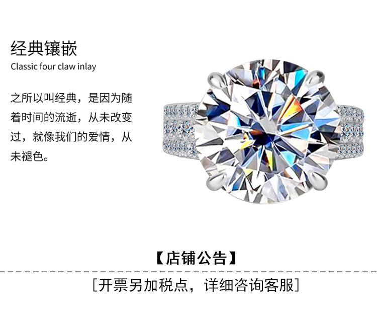 Cross-Border S925Sterling Silver Bow Pigeon Egg10Clamoissanite Ring Luxury Super Flash Women's Ring Factory Wholesale