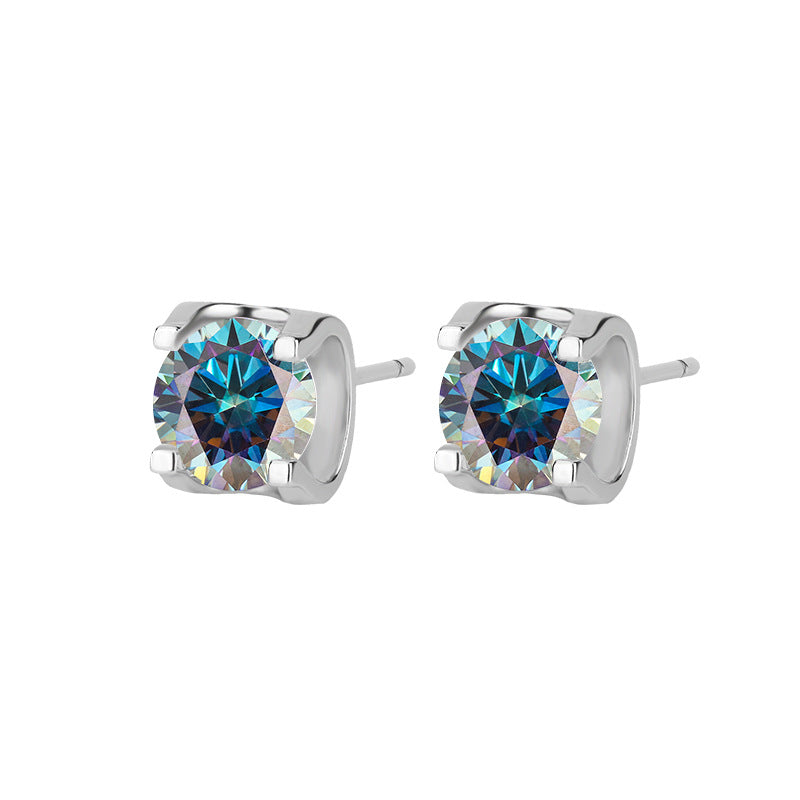 s925Genuine Moissanite Bull Head Earrings1Carat Temperament Simple Moissanite Gift Earrings Live Streaming Source
