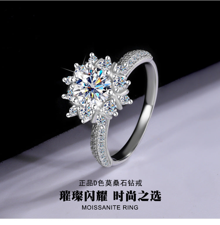 Cross-border new arrival S925Silver Moissanite Princess of First Snow1Carat Ring Female Wedding Gift Diamond Ring Spot Wholesale