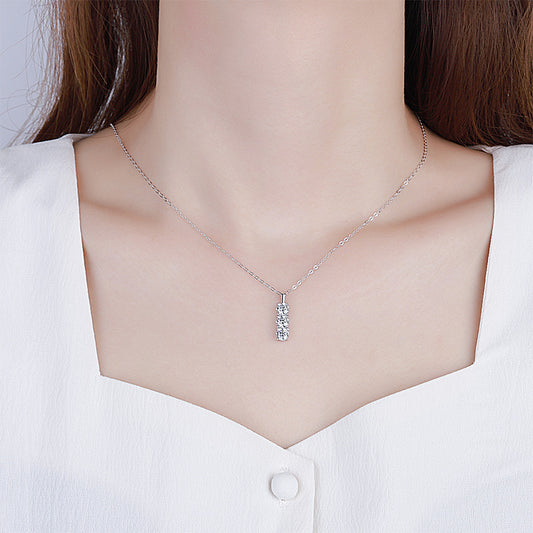 S925Silver D Moissanite Full Diamond Necklace for Women, Light Luxury Simple Korean Style Collarbone Chain1.5Cz diamond wholesale