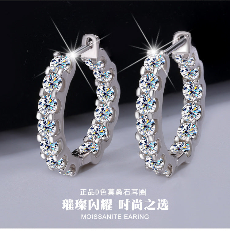 Europe and America S925Silver Moissanite Full Diamond Earrings High-end Fashion Bull Head Style Ear Clips Moissanite Stud Earrings Wholesale
