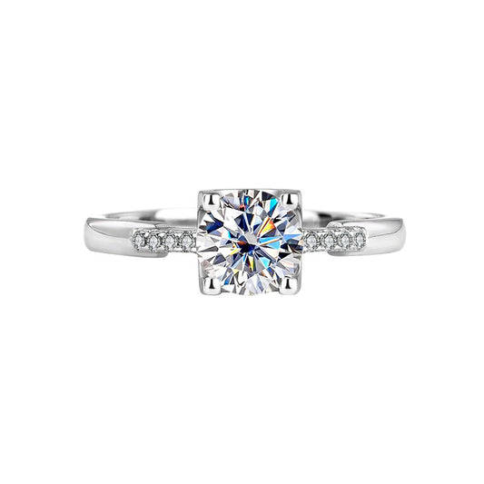 S925Sterling Silver Moissanite Ring Bull Head Small Waist Female Diamond Ring Adjustable Simulation Proposal Engagement Wedding Diamond Ring