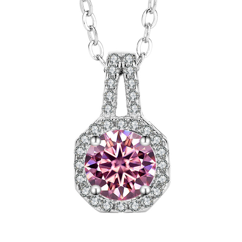 s925Sterling Silver1Clamoissanite Pendant Necklace Silver Pendant Women's Style T Home Square Diamond Pendant Jewelry Live Wholesale