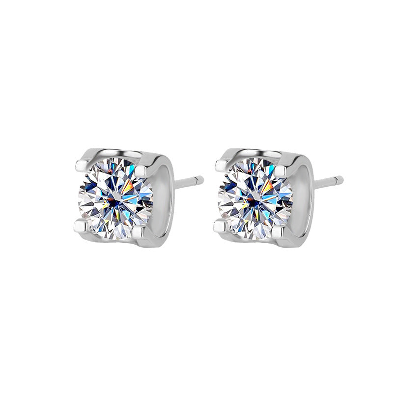 s925Genuine Moissanite Bull Head Earrings1Carat Temperament Simple Moissanite Gift Earrings Live Streaming Source
