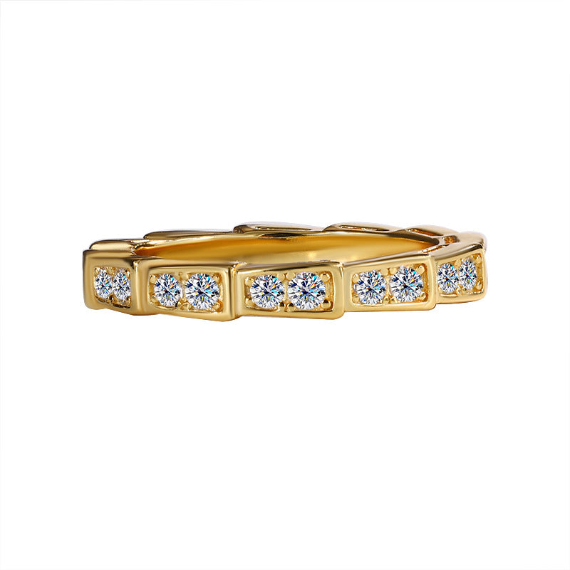Cross-Border S925Pure Silver Korean Style Snake Ring High Micro Inlaid Full Diamond Fashion Versatile Unisex Ring Factory Wholesale