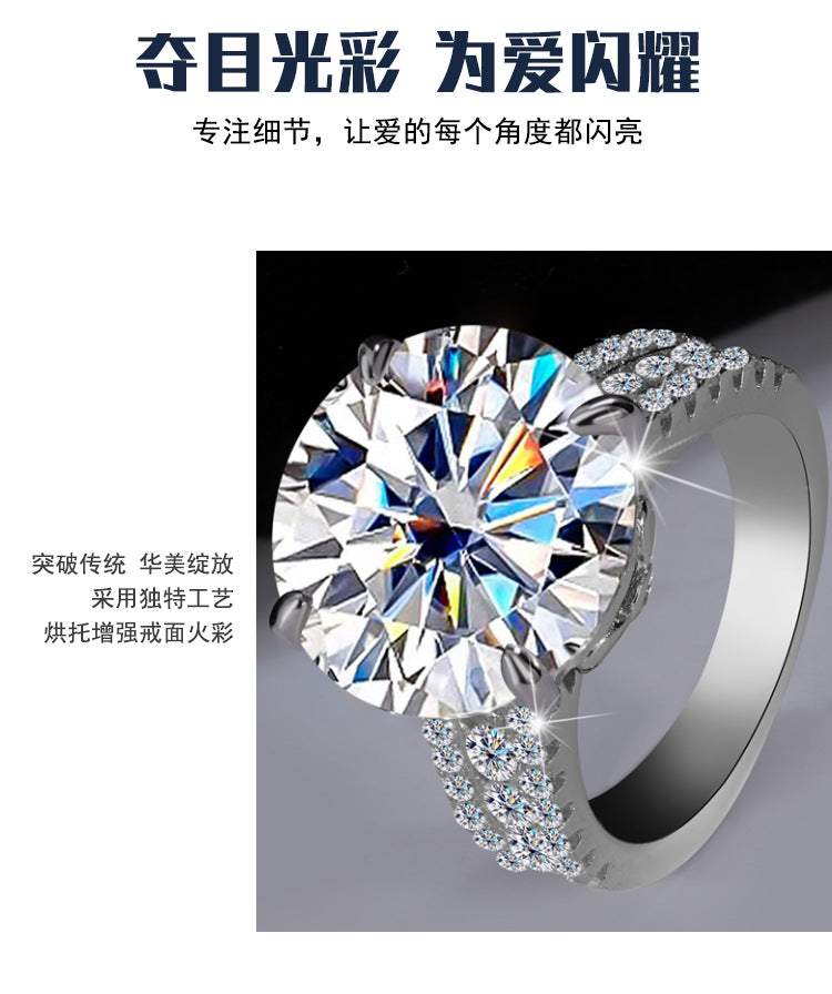 Cross-Border S925Sterling Silver Bow Pigeon Egg10Clamoissanite Ring Luxury Super Flash Women's Ring Factory Wholesale