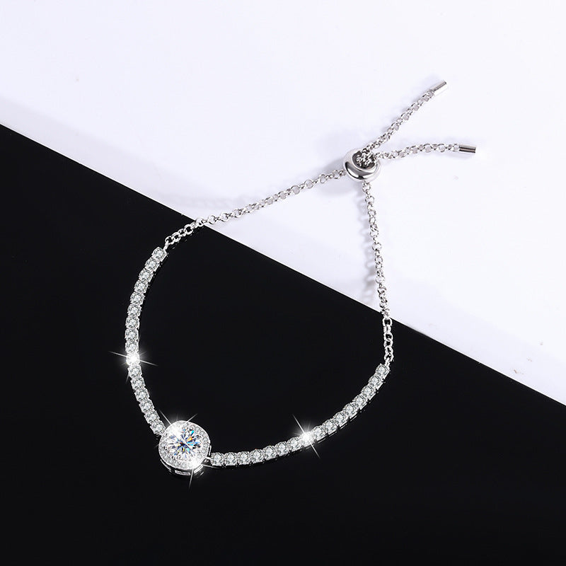 S925Silver Moissanite Bracelet Real Diamond Moissanite Square Bag Simple Women's Style TikTok Kuaishou Live Streaming Factory Direct Sale