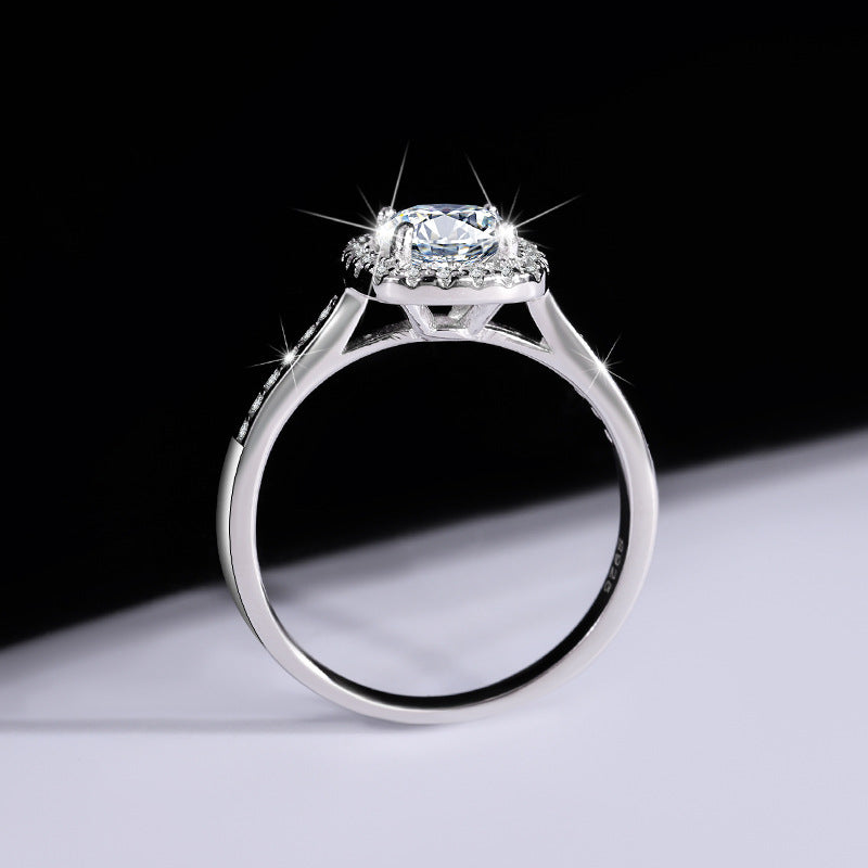 S925Sterling Silver Moissanite Ring for Women Princess Cut Square Bag Sterling Silver White Gold Diamond Imitation Proposal Engagement Wedding Diamond Ring