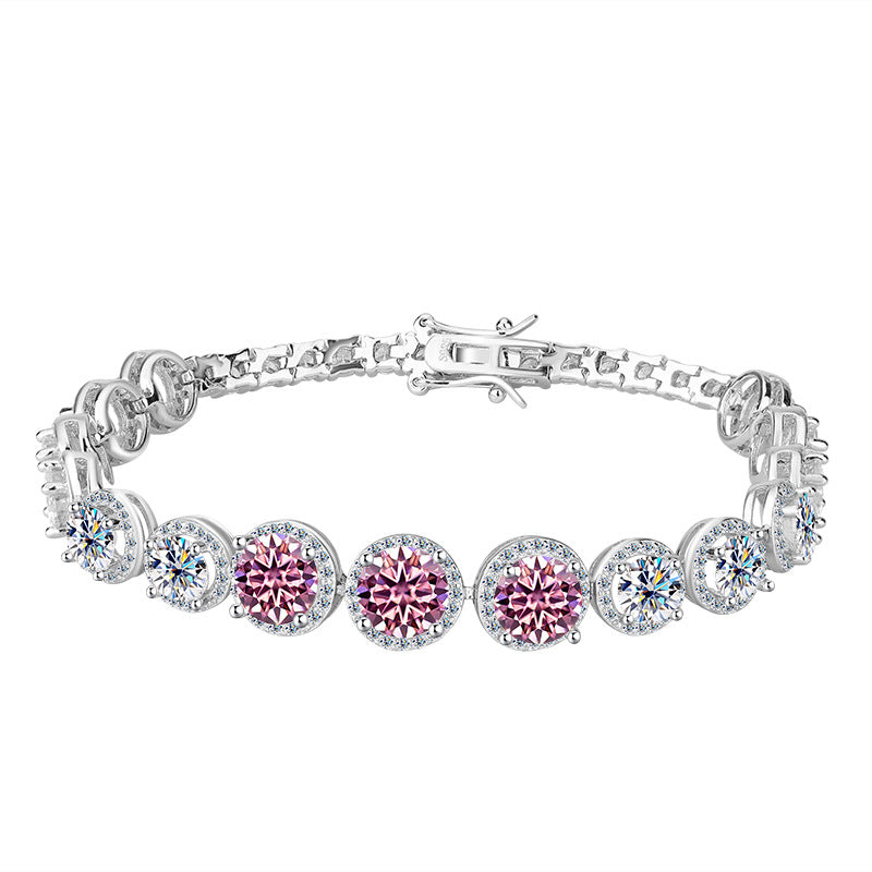Cross-border hot selling S925Silver Round Bracelet for Women with Moissanite, Luxurious Heavy Craft Bracelet, Super Sparkling Jewelry, In Stock Wholesale