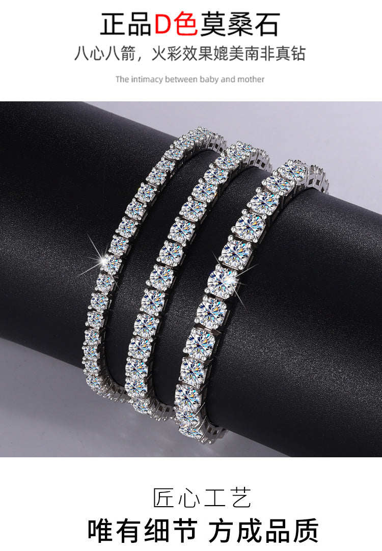 Cross-border hot sale S925Sterling Silver Moissanite Tennis Bracelet New Model Unisex Bracelet Moissanite Factory In Stock Wholesale