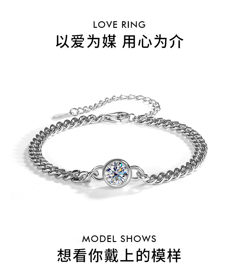 Exclusive for cross-border S925Sterling Silver Moissanite Bubble Bracelet Moissanite Light Luxury Fashion Simple Chain Factory Wholesale