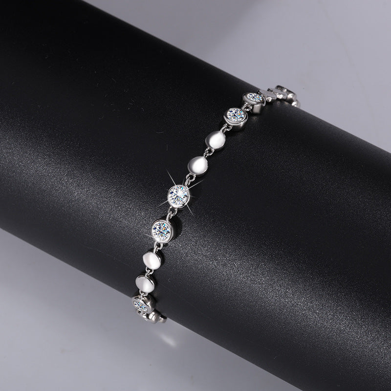 Cross-Border S925Pure Silver Sparkling Moissanite Bracelet High Fashion Exquisite Moissanite Jewelry Factory Wholesale