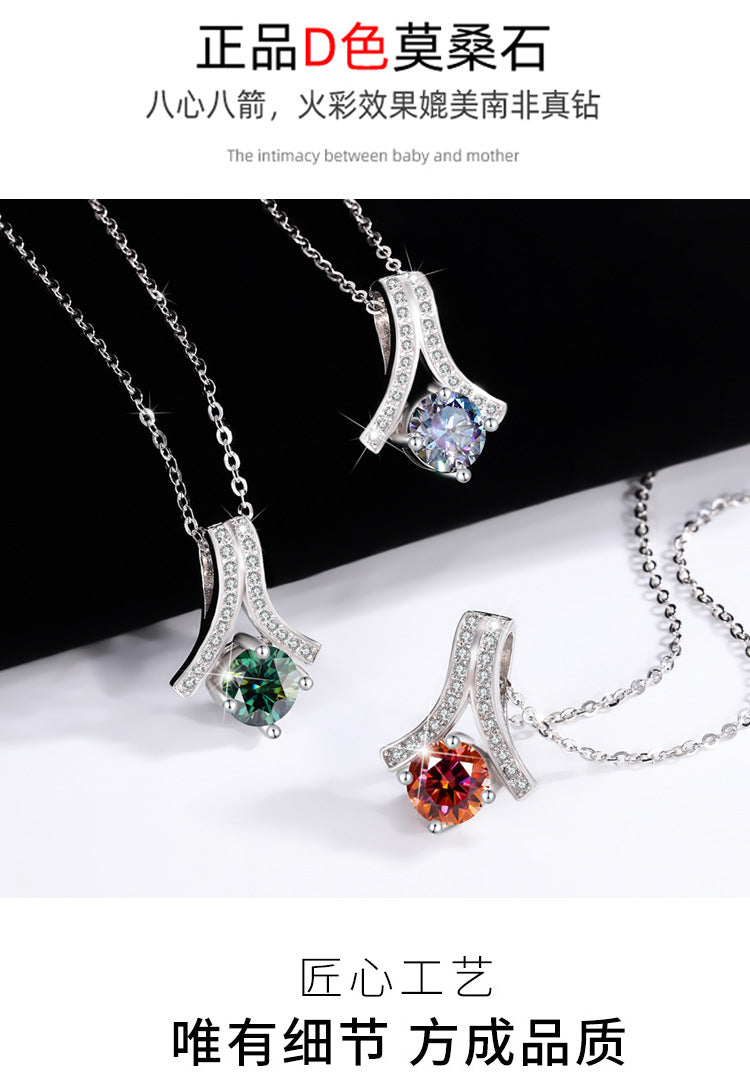 s925Sterling Silver Herringbone Necklace Silver Pendant Moissanite Necklace for Women Classic Fashion Collarbone Chain In Stock Wholesale