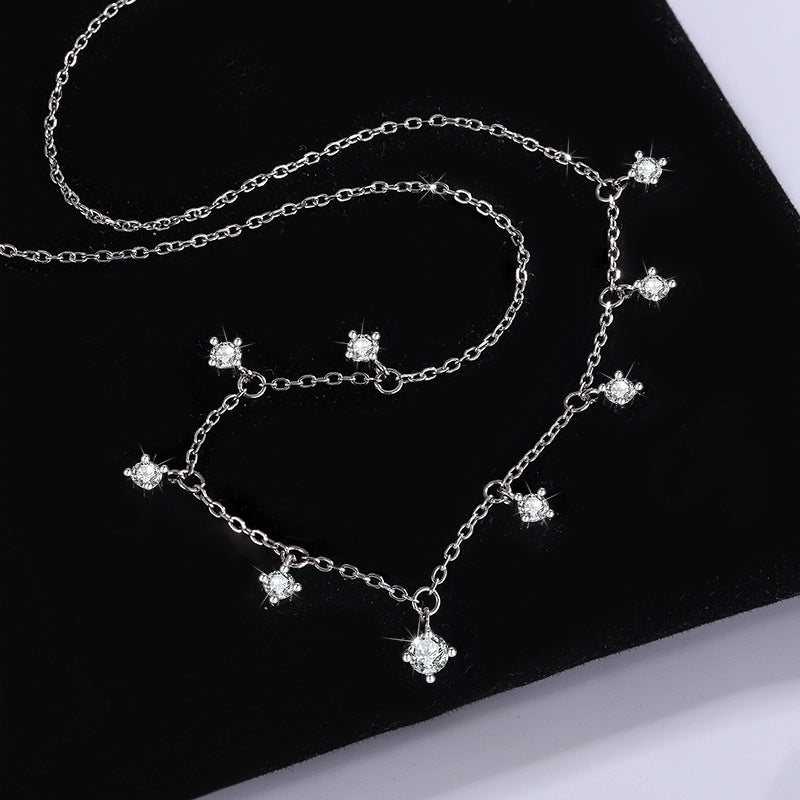 Cross-border Sparkling Moissanite Graff Collarbone Chain s925Sterling Silver1.1Carat Necklace Women's Light Luxury Fashion Accessories