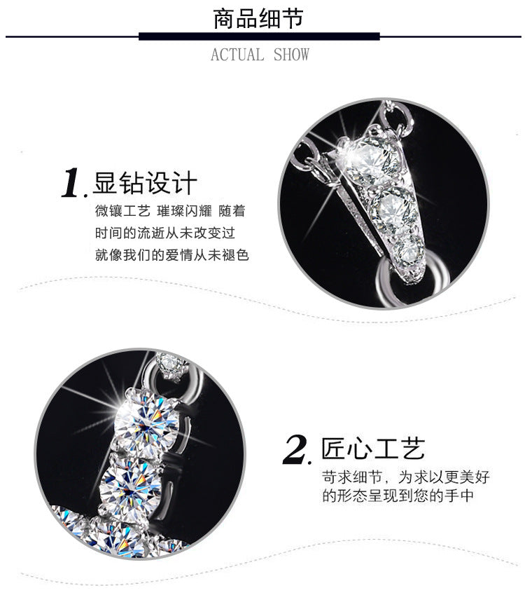 Exclusive for cross-border S925Sterling Silver Cross Necklace for Women with Moissanite Diamond Pendant, Popular Collarbone Chain for Live Streaming Wholesale