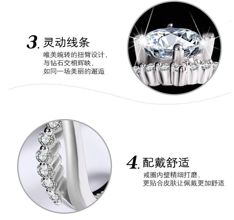 Cross-border hot selling S925Sterling Silver Moissanite Couple Rings Adjustable Open Proposal Wedding Rings Factory Wholesale