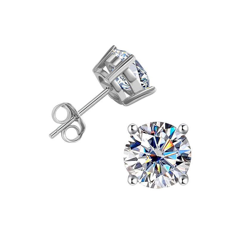 Exclusive for cross-border s925Silver Genuine Moissanite Four-Prong Earrings Elegant Simple Moissanite Gift Earrings Source