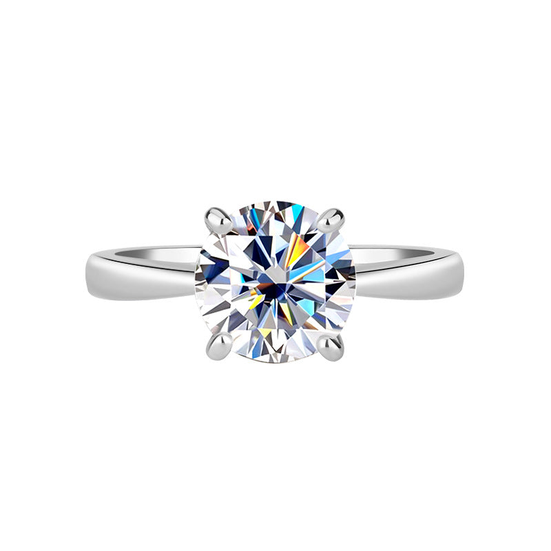 S925Sterling Silver Ring Classic Four-Prong Moissanite Ring Women's Crown Proposal Ring Wholesale