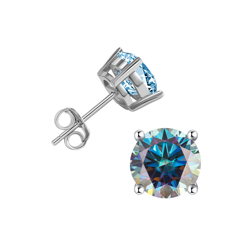 Exclusive for cross-border s925Silver Genuine Moissanite Four-Prong Earrings Elegant Simple Moissanite Gift Earrings Source