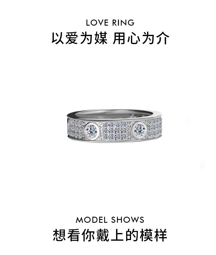 Exclusive for cross-border S925Pure Silver Moissanite Ring for Women Full Diamond Row Ring Full Moissanite High-end Exquisite Women's Ring Wholesale
